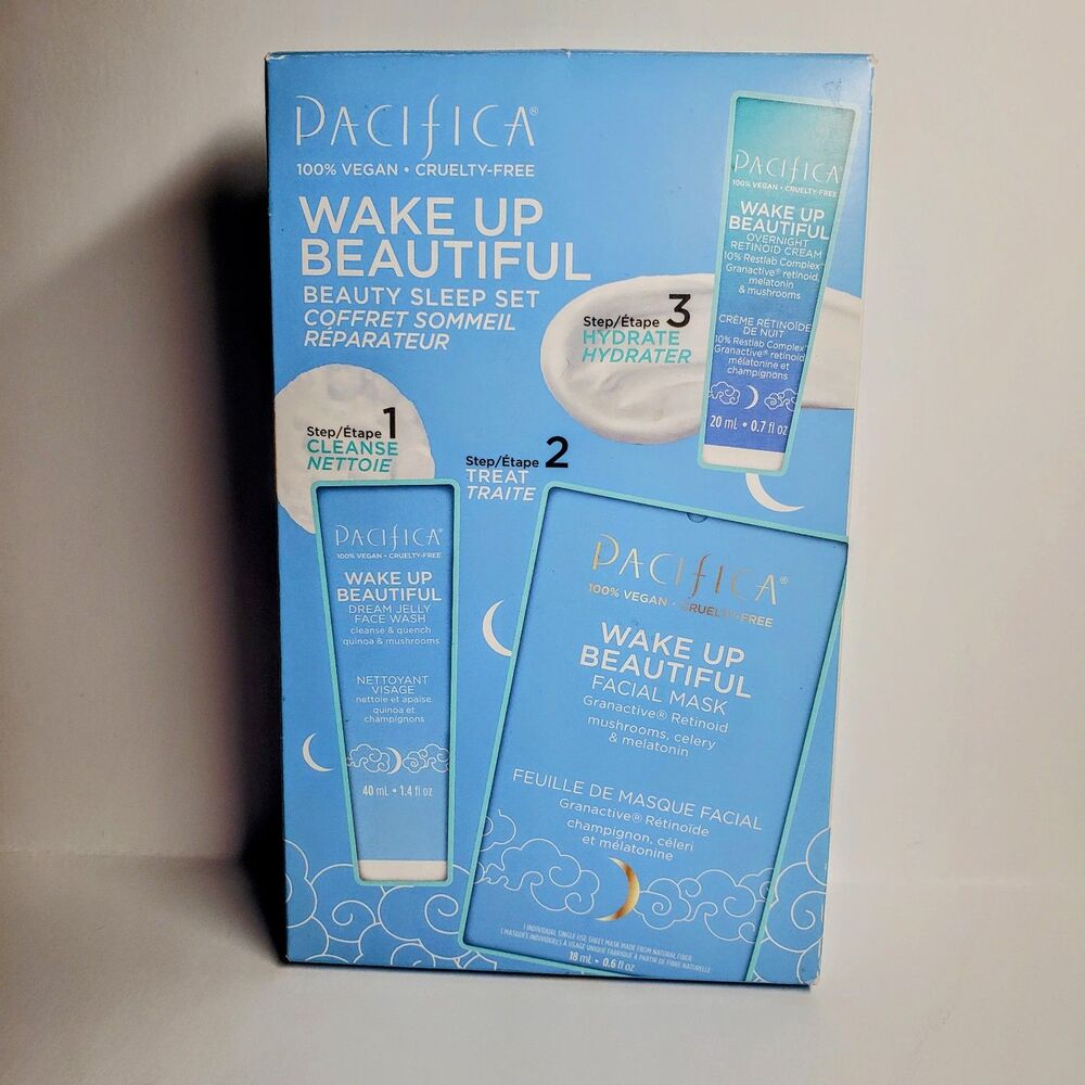 NIB Pacifica Wake Up Beautiful Beauty Sleep Skincare Set Vegan Cruelty Free